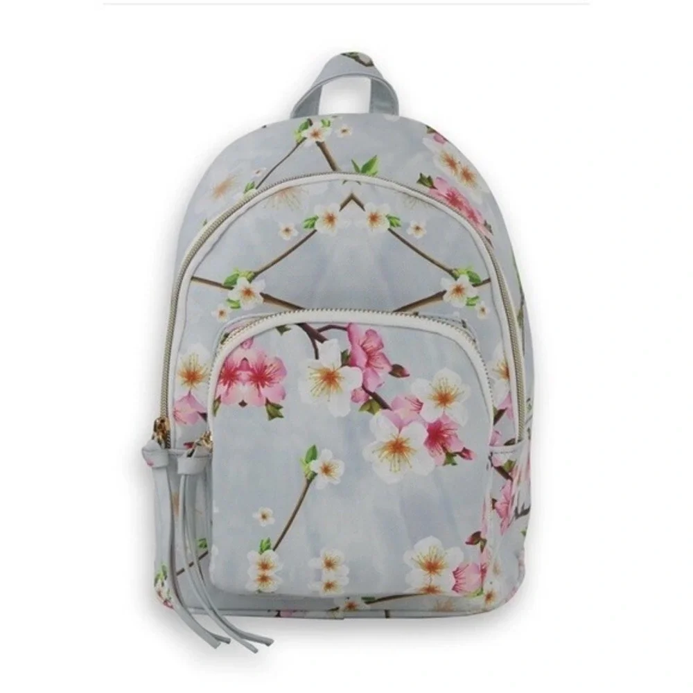 Under One Sky Women Cherry Blossom Blue Mini Backpack Floral Feminine Travel
